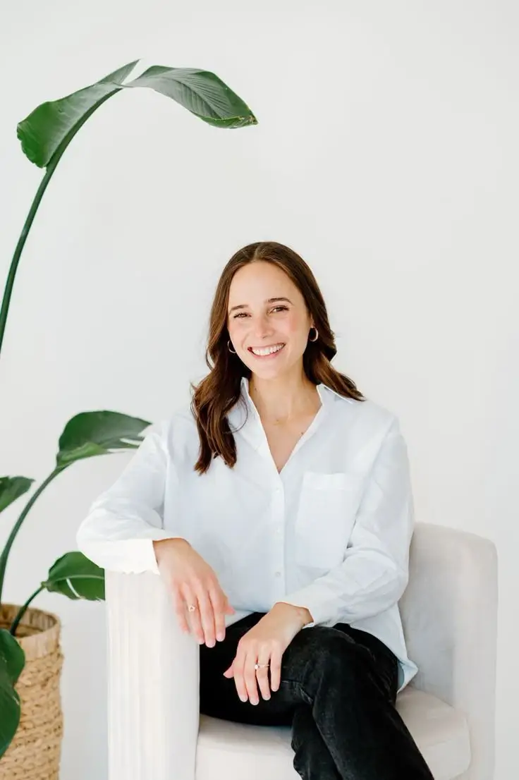 Female therapist in light, calming space