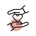 Icon of hands holding heart – therapist support symbol