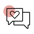 Speech bubble with heart icon for therapist messaging